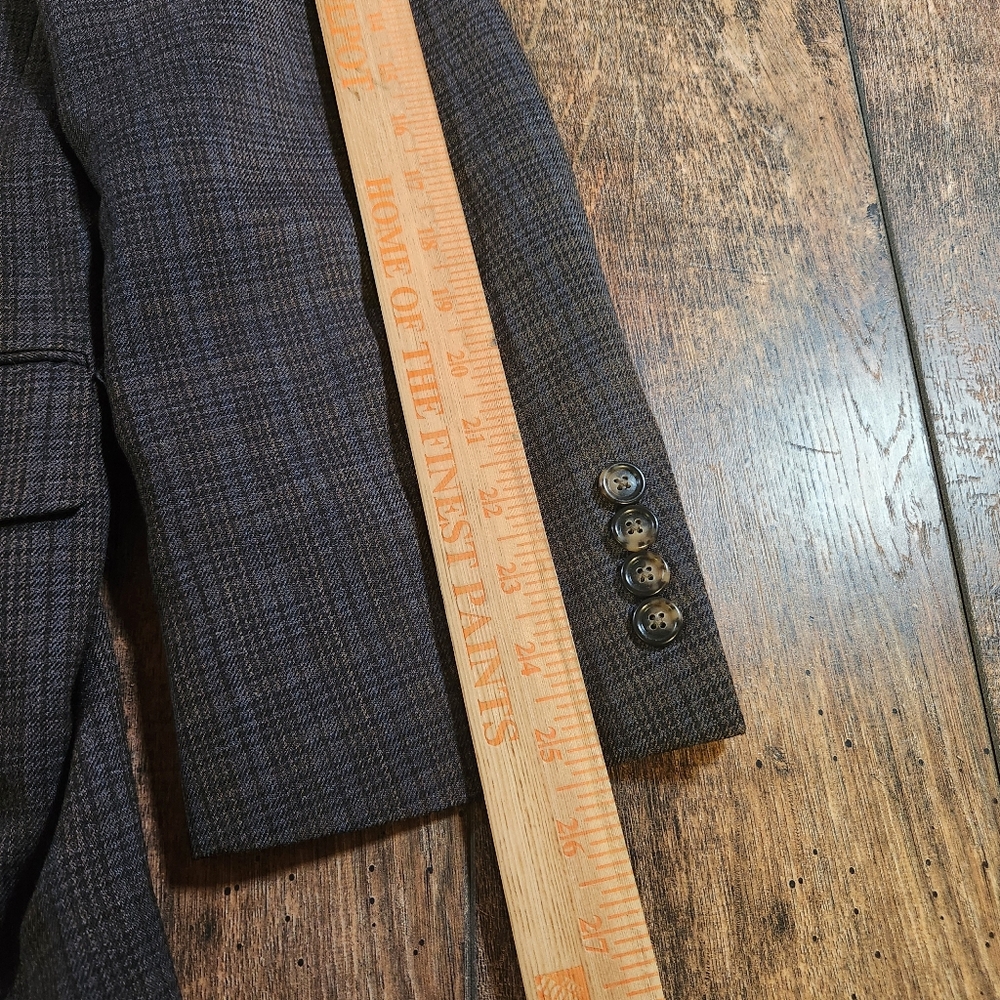 Jos. A. Bank Blazer Mens 44R Gray Glen Check Plaid 100% Wool Sport Coat Jacket - Picture 7 of 9